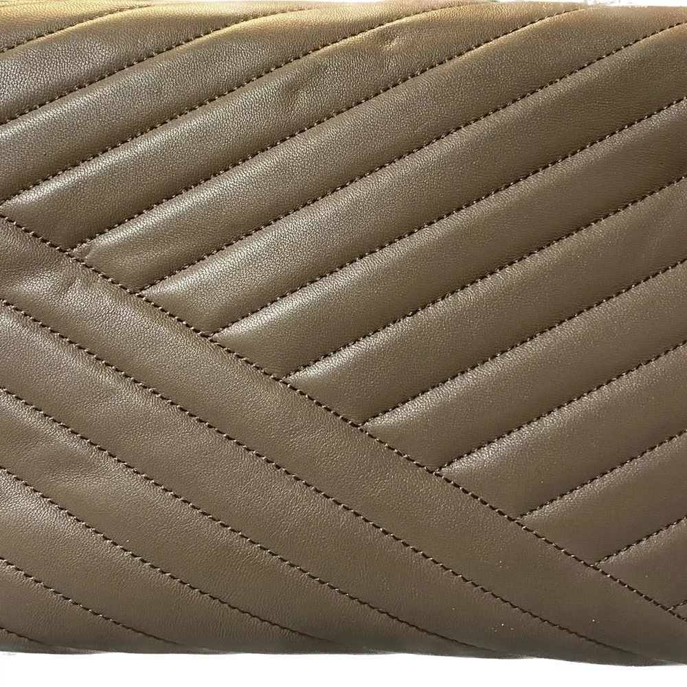 Tory Burch KIRA CHEVRON CONVERTIBLE SHOULDER BAG & Matching Wallet Classic Taupe - Picture 3 of 6